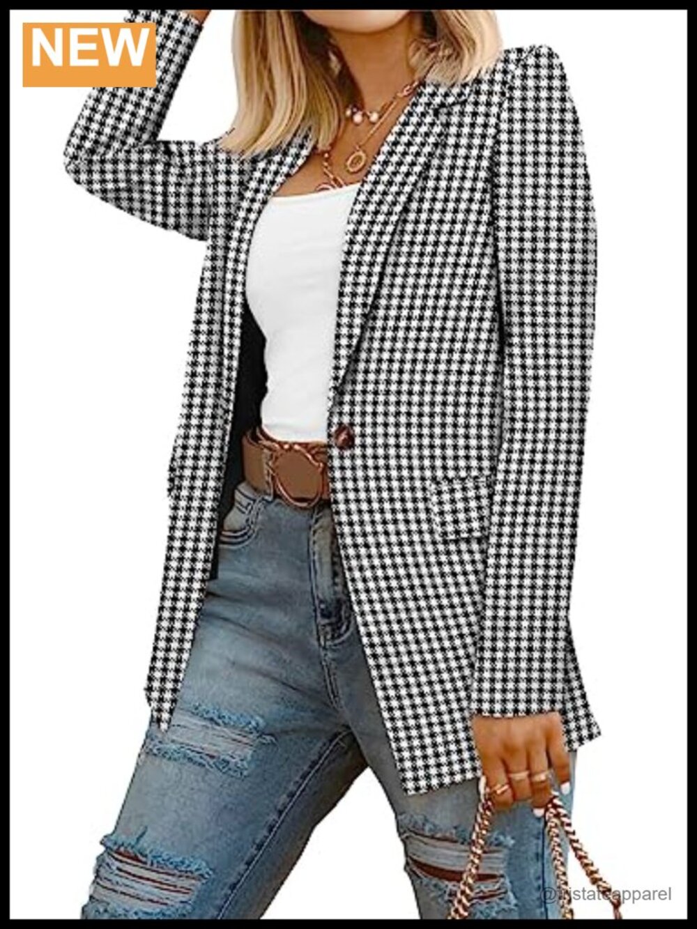 Women's Loose Fit Business Casual Blazer Fully Lined One Button Jacket
